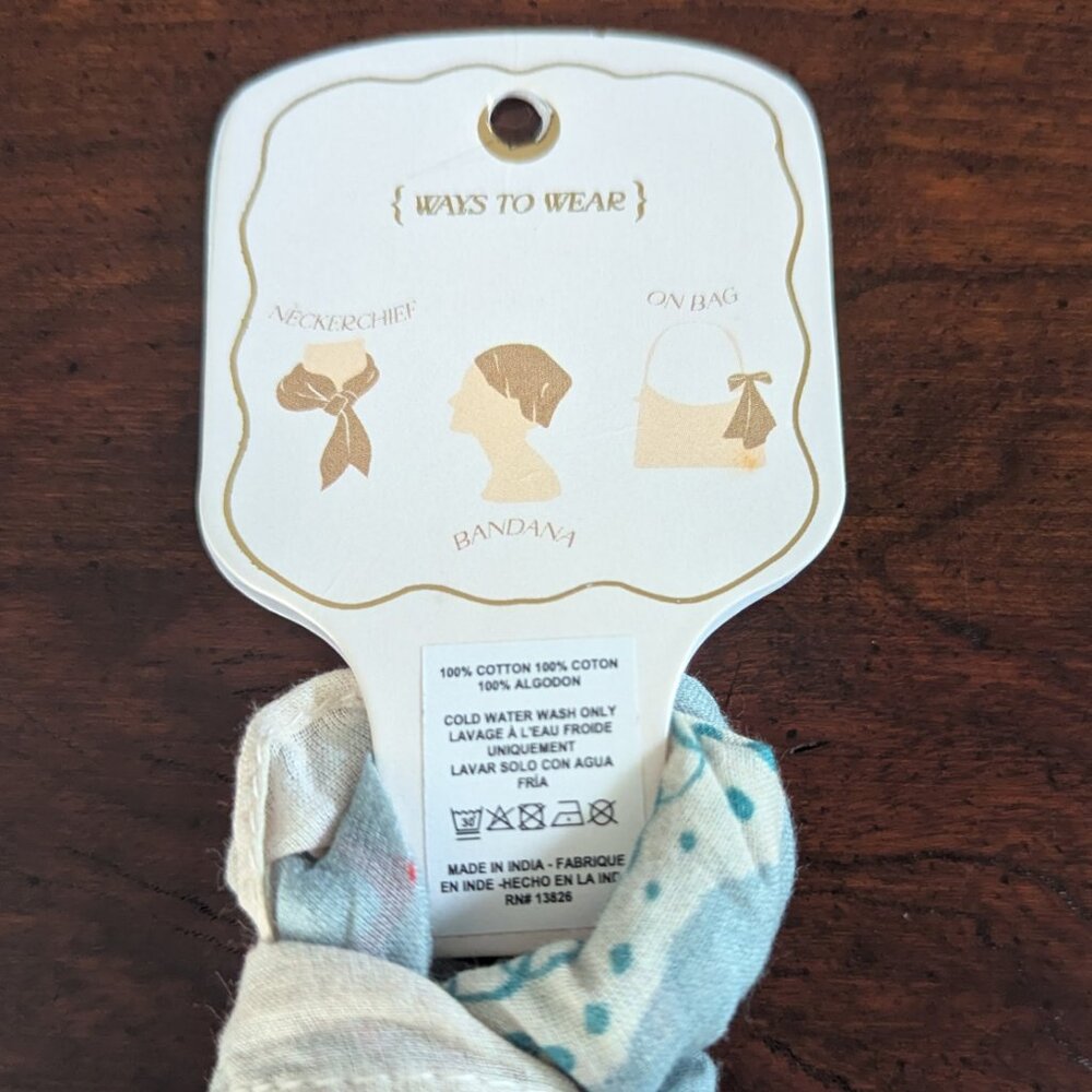 NWT Anthropologie Maeve Desserts Printed Bandana Scarf Handkerchief Bag Tie 20" - Picture 5 of 5